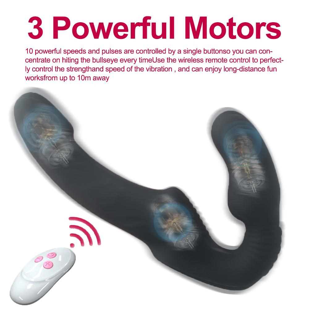 Strapless Strap-on Dildos Vibrator with Remote Control for Women Lesbian Couples G Spot Sex Toys with Clitoris Stimulator Double-headed Masturbator