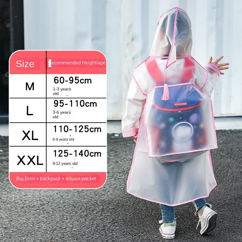 Children New One Piece Waterproof Thickened Raincoat Summer Primary School Student Carrying Schoolbag Position Raincoat Cartoon L розовый