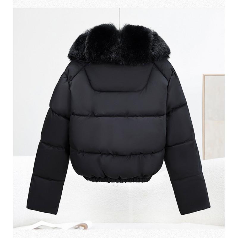 Womens Short Puffer Coat With Faux Fur Collar Winter Thick Warm Slim Fit Cotton Jacket 2026