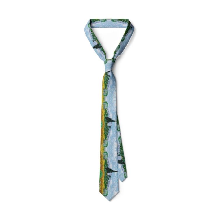 Fashionable Vintage  Oil Painting Print Tie For Men and Women Silk Fabric Comfortable Long Tie 13 Unique Patterns
