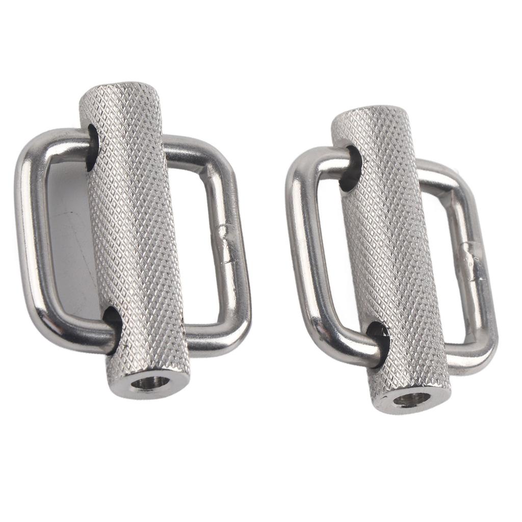 2Pcs Slide Buckle 316 Stainless Steel Rectangle Adjustable Knurled Roller Belt Buckles