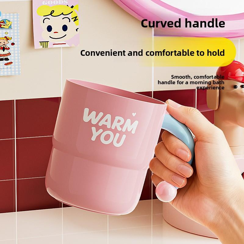 Couple's Toothbrush Cup with Handle 2026 New Design Dental Care Washing Cup Toothbrush Holder Creative round Shape PP Material