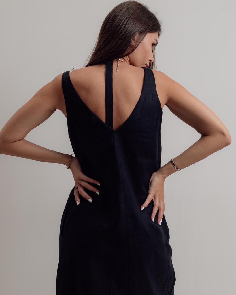 Сарафан летний с украшением Nagrada 5137 36 черный льон