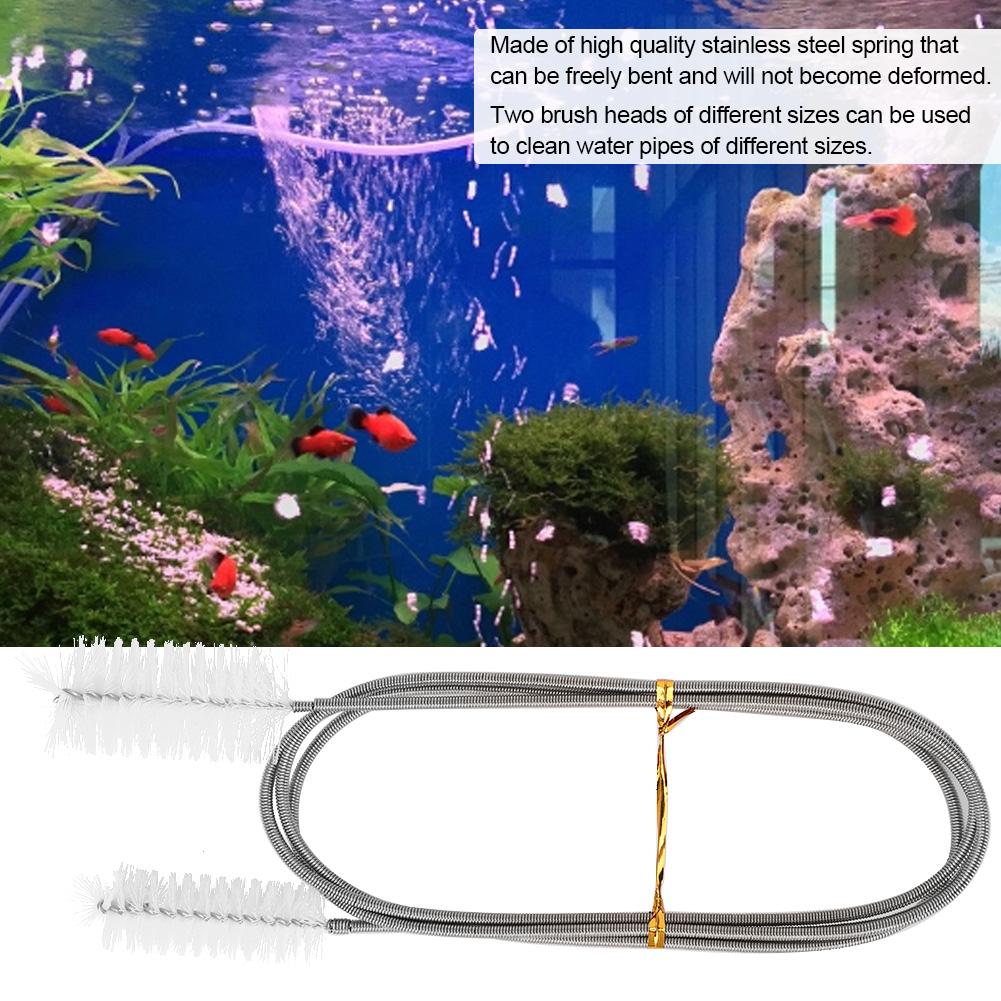 Flexible Hose Cleaning Brush Stainless Steel Filter Pump Spring Brush Double Ended Brush(White )