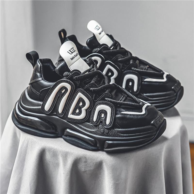 Robustní pánské tenisky značkové běžecké boty módní ležérní mikrovláknová kůže prodyšné zvýšení výšky plochá platforma sportovní obuv