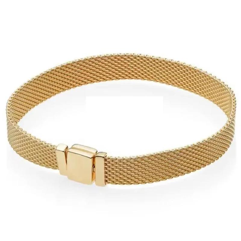 

Оригінальний браслет Me зі срібла 925 проби Жіночі прикраси Тонкий круглий плаский намистина-шарм Розкішний браслет Fit Me Намистина 18cm