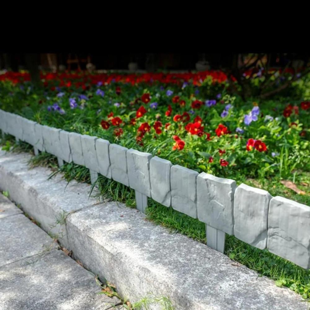 5/10 Sztuk Imitacja Kamienia Ogrodzenie Ogrodowe Mur Opórki Ogrodowe Krawężnik z Palikami Plastikowe Bloki Krawężnikowe do Rabatek