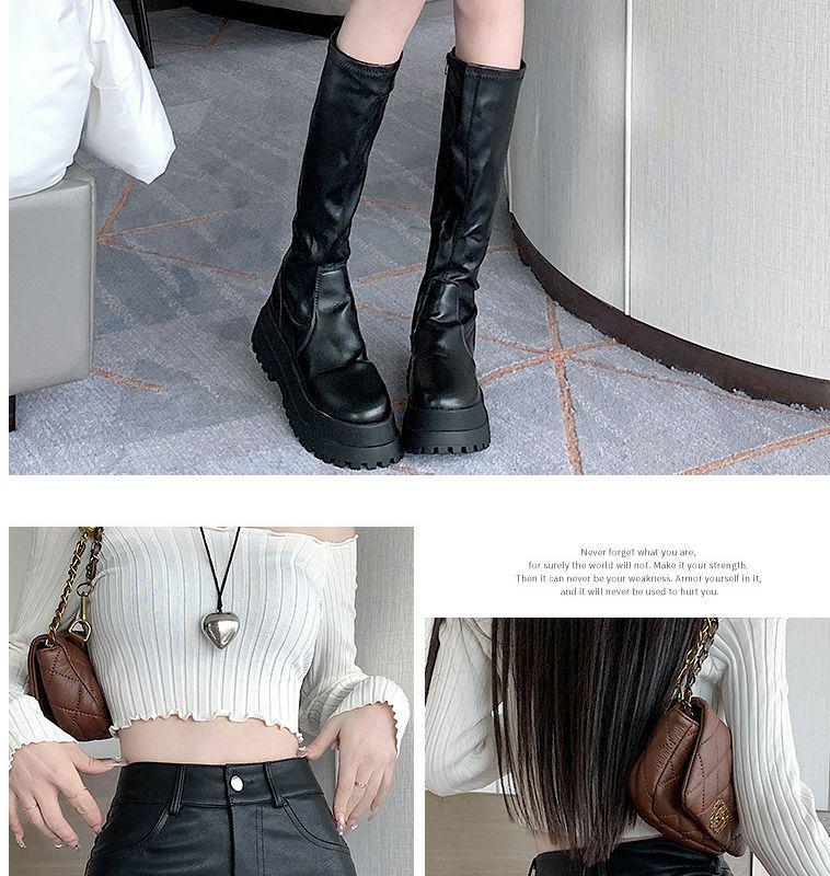 Plus Size Black PU A-line High Waist Skirt for Autumn/Winter