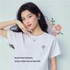 Giordano Women's Pure Cotton Bouquet Embroidered Round Neck T-Shirt