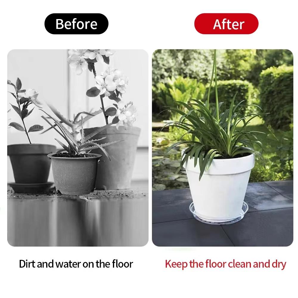 Transparent Horticultural Plant Pot Base Anti-Slip Circular Household Pot Tray Waterproof Plastic Water Storage Stain Drainage