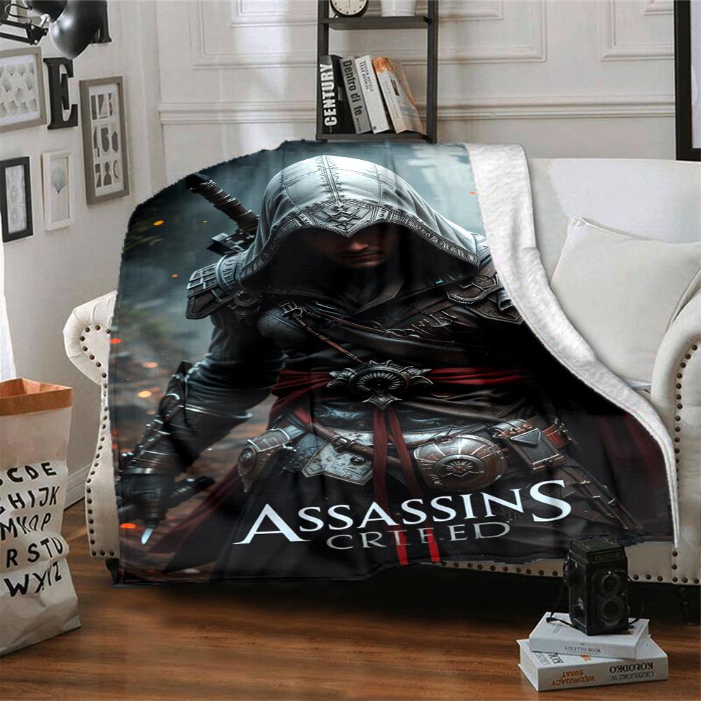 Coperta stampata con tema Assassin's Creed - Perfetta per divano, letto, viaggi e uso all'aperto | Lavabile in lavatrice, accogliente e resistente.