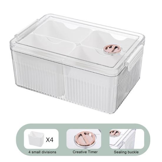 Box Bins Clear with 4 Detachable Refrigerator Storage Lid Large Capacity Rectangle Fridge Vegetables