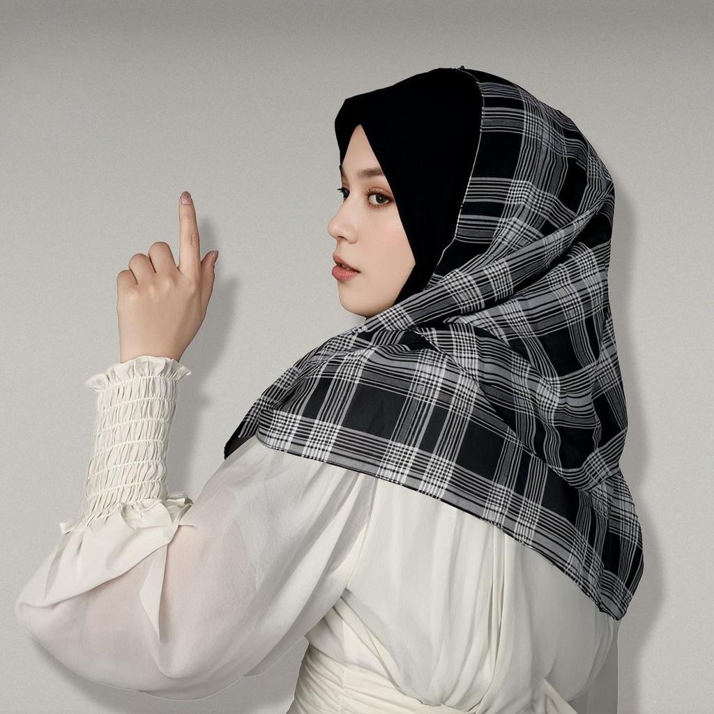 Hijabs Women Muslim Plaid Chiffon Scarf Sweet College Style Plaid Yarn Headscarf Sunscreen Shawl