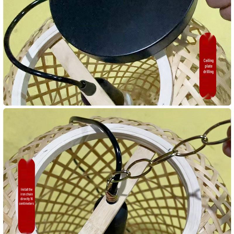 Bamboo Woven Retro Lantern - Handcrafted Cage Pendant Light for Chinese Teahouse, Restaurant, or Hotel Decor