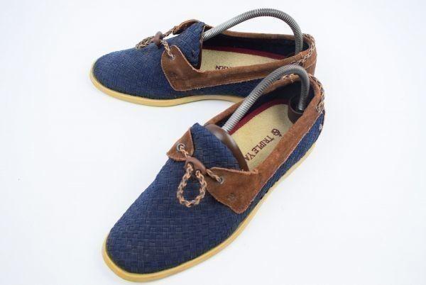 

TRIPLE YARN Slip-On Shoes Men’s 26.5 Navy Dark Brown Elastic Sneakers(USED)