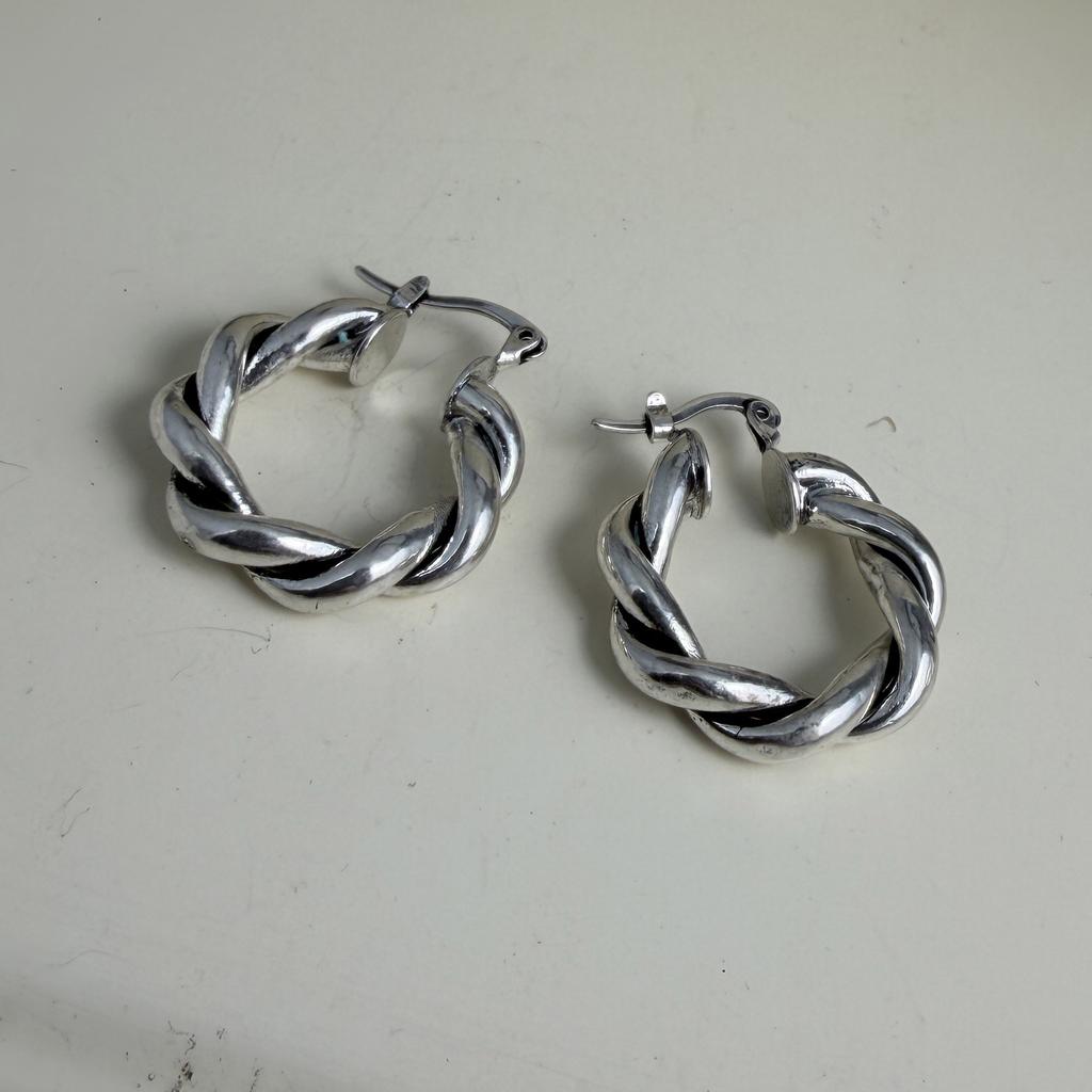 925 Sterling Silver Earrings For Women Trendy Geometric Retro Twist Earring Jewelry Prevent Allergy Party Gift Accessories