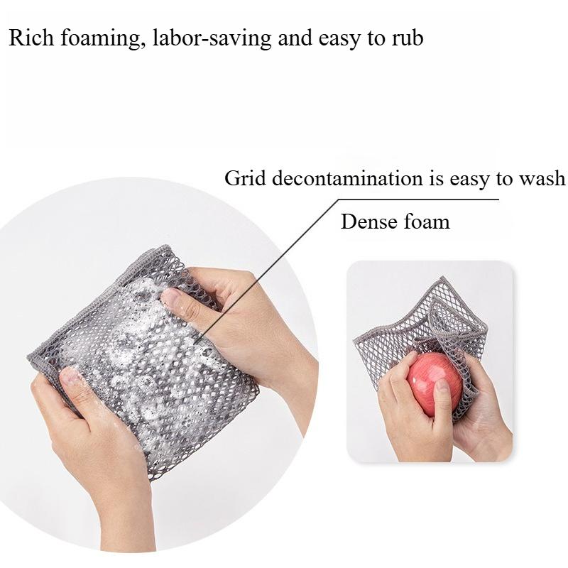 Mesh Dishcloth Oil Free Dishwashing Towel Can Replace Steel Wire Balls Scouring Pad Duster Cleaning Wiping Rags Kitchen Towels