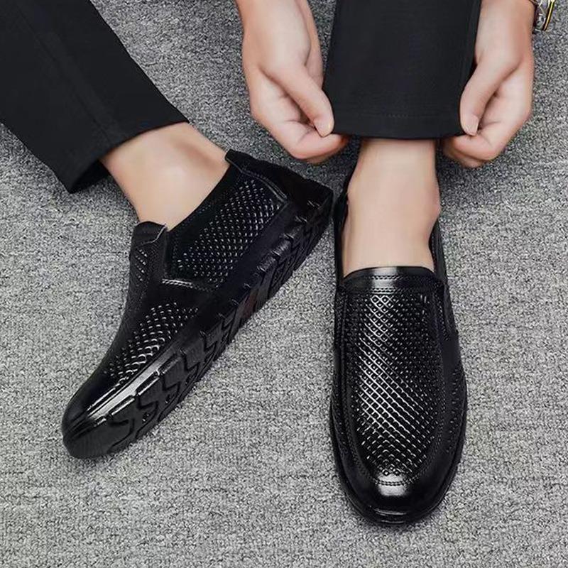 Leather Sandals Men's Leather Dad Shoes Leather Shoes Casual Leather Shoes First Layer Cowhide Hole Shoes Breathable