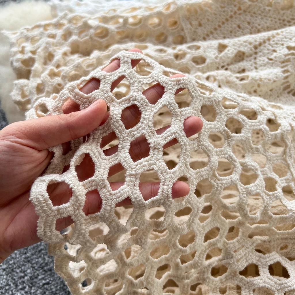Summer Lace Patchwork A-line Skirt Women Knitting Lace Long Solid Hollow Out Sexy Hollow  Style Loose Basic