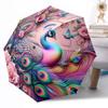 Peacock Elegance In Bloom Compact Travel Automatic Umbrella Folding Umbrella with 8 Ribs Lightweight for Women/Men Compact Folding Umbrella