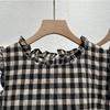 Women's French Retro Plaid Sleeveless Top - Summer Fashion with Ruffled Hem and Tie-Up Open Back