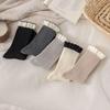 Women's Mid-Calf Lace Socks - Cute, Slouchy, Japanese School Style, Combed Cotton for Autumn/Winter.