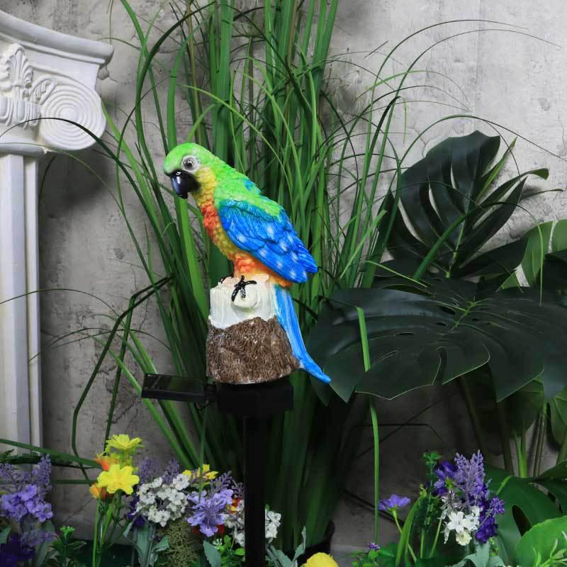 Cross-border Solar Resin Parrot Lawn Lamp - Outdoor Decorative Ground Light