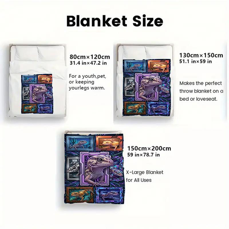 Cyber Gecko Frames 2D Flat Pattern Flannel Blanket, High Quality All Seasons, Home Decor, Warmth and Comfort, Perfect for Christmas Gifts.