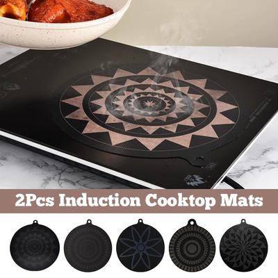 2Pcs Induction Silicone Mat Cooktop Mats Thermochromic Silicone Nonslip Induction Protector Mat for Home Kitchen Cooking