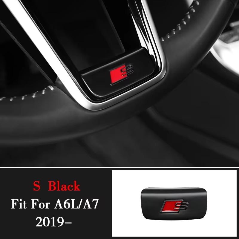 For Audi RS3 3D Aluminum Alloy S Sline Logo Emblem Car Steering Wheel Sticker Interior Decals Accessories For Audi A3 A4 A5 A6 A7 Q5 Q7 Q2 Q3