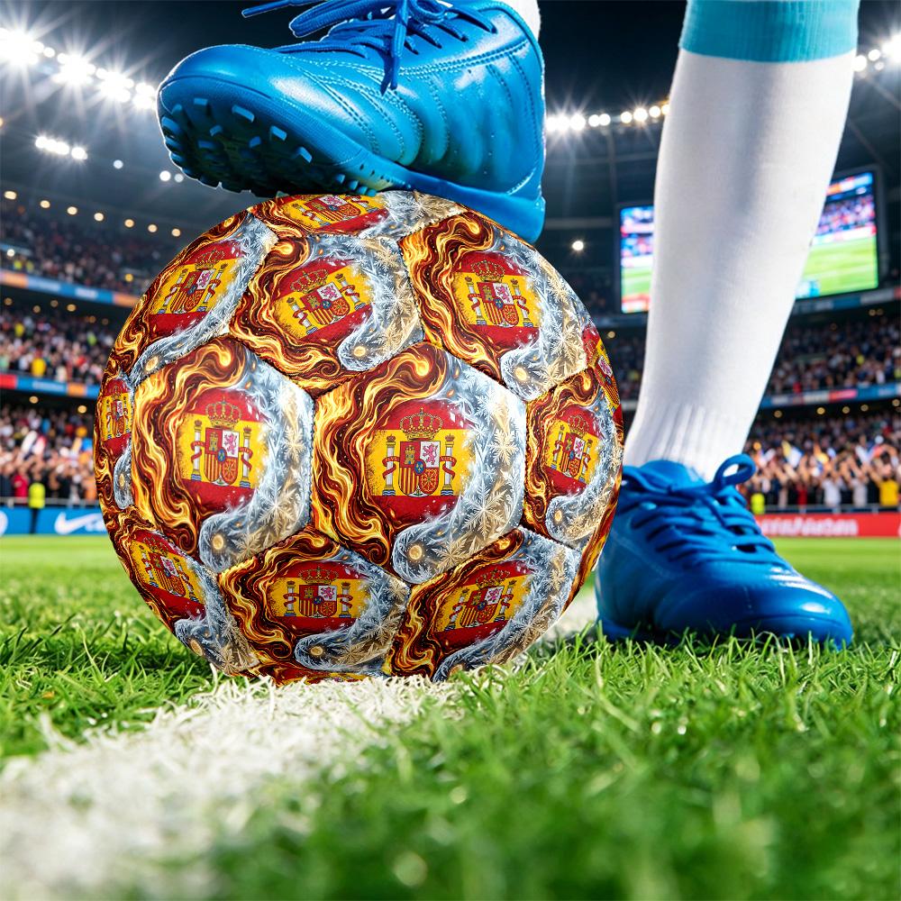 Spain Football Printed Size 5 Soccer Ball Wear Resistant Standard Adult Training Football Fan Gift for Indoor Outdoor Match Sports