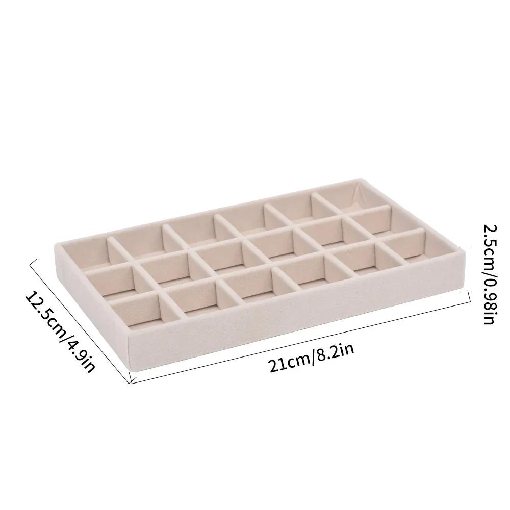 Simple Beige Grey Square Velvet Jewelry Storage Tray Display Ring Bracelet Necklace Storage Box Showcase Drawer Organizer Trays