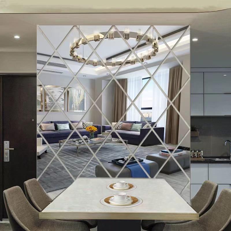 Acrylic Diamond Splicing Background Wall Mirror Sticker for Living Room Decoration