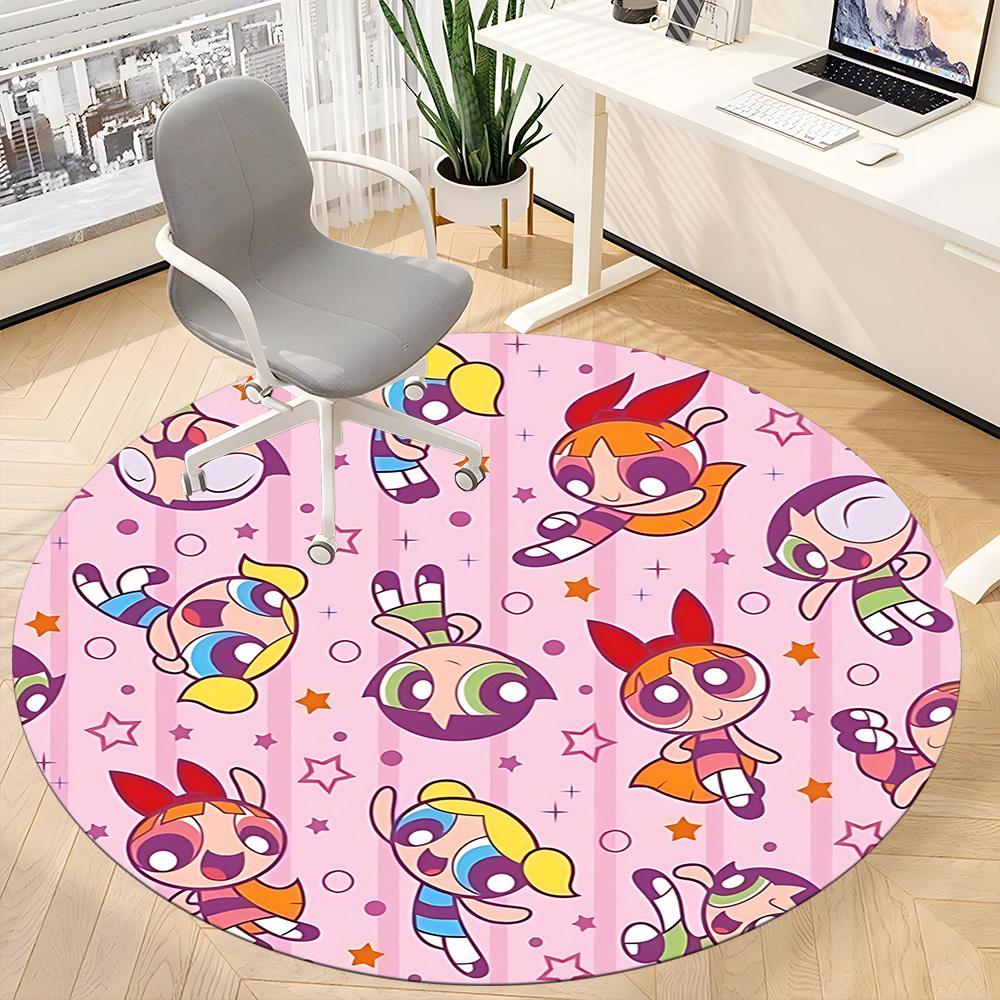 1pc Powerpuff Girls Office Round Area Rug, Under Office Chairs Bedroom Living Room Home Decor  a1022217