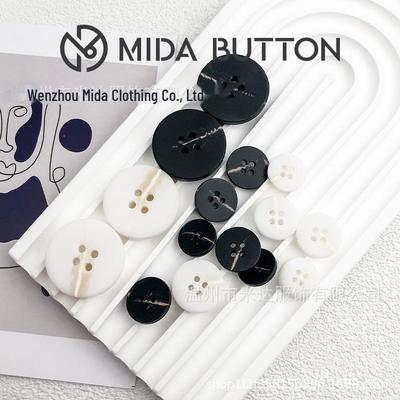 Round Resin Button Set for Ladies' Coats and Sweaters – Includes Four-Hole and Patterned Styles