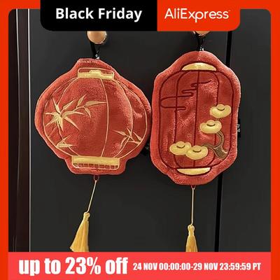 Creative Lantern-style Hand Towel Traditional Thickened Red Lantern Washing Towels Absorbent Dual-purpose Hanging Lantern Towel