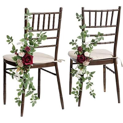 2x PEW Blumen für Stühle Simulierte Stuhllehnenblumen Gangschmuck für Stuhllehnen Blumendekorationen für Konzerte Bankette Partys Zeremonienveranstaltungen