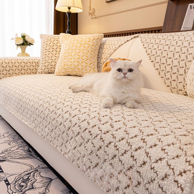 New Plush Sofa Cushion Light Luxury and High-end Feel Thickened Anti Cat Scratch Seat Mat In Autumn  Winter Sofa Cover Living Room Decoration