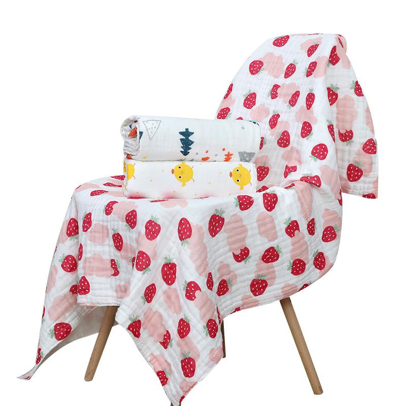 Baby Bath Towel Cotton Baby High-density Gauze Children's Quilt Six-layer Washed Cotton Cartoon Children's Quilt Printed