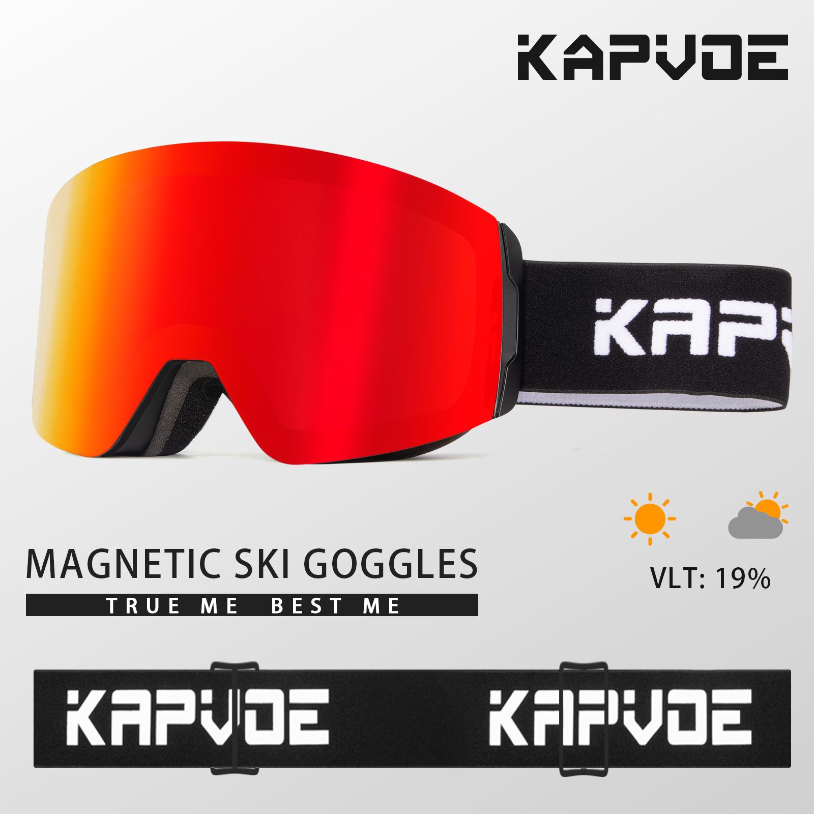 

Kapvoe Ski Goggle OTG Snowboard Anti-Fog Mask for Men Women Eyewear Kit Cylindrical UV400 Protection Snow Glasses Snowmobile