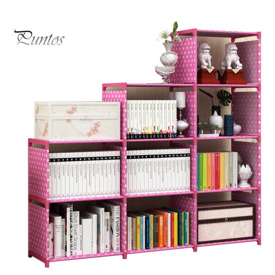 Storage Rack Easy Assembly Metal Tubes Non-Woven Fabric Dustproof Waterproof Large Capacity Book Organizer