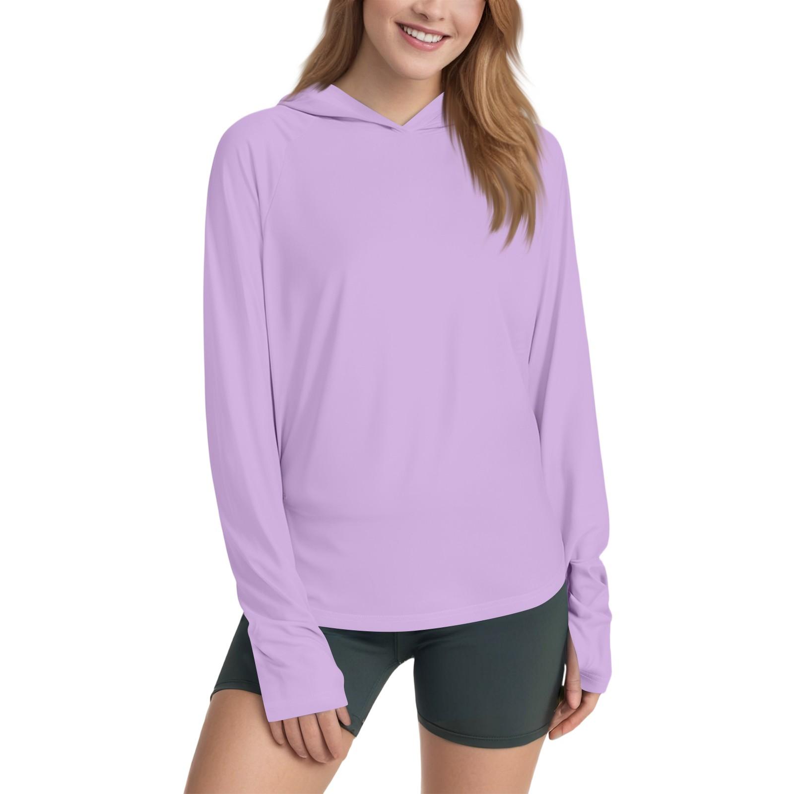 

Women s Sunblock Ice Silk Shirt Upf 0+ Long Sleeve Hoodie T-Shirt Hiking Quick Drying Lightweight Top M фіолетовий