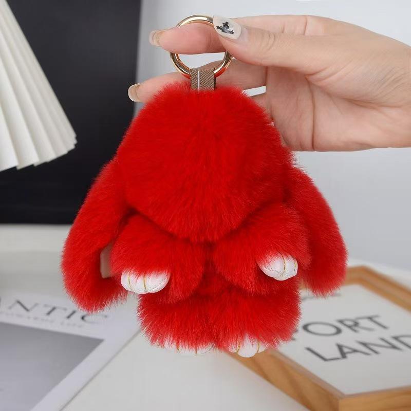 Plush Rabbit Fur Keychain: Cute Rabbit Ornament & Phone Charm