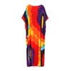 EDOLYNSA Multicolored Kaftan Bohemian Printed V-neck Batwing Sleeve Maxi Dress Women Beachwear Half Sleeve Maxi Dress Robe Q1342