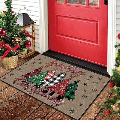 VIKAMA Christmas Tree Doormat Indoor Outdoor Entryway Welcome Mat Kitchen Bedroom Rug Seasonal Merry Christmas Home Decor