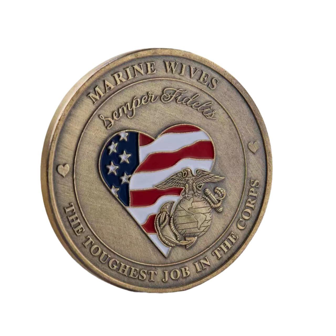 US Marine Corps Challenge Coins Marine Wives The Toughest Job In The Corps Bronze Plated Commemorative Coin Semper Fidelis Coin