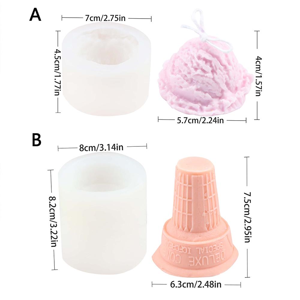 Ice Cream Silicone Candle Mold DIY Aromatherapy Soap Plaster Wax Making Ice Cream Cone Fondant Dessert Cake Baking Mold