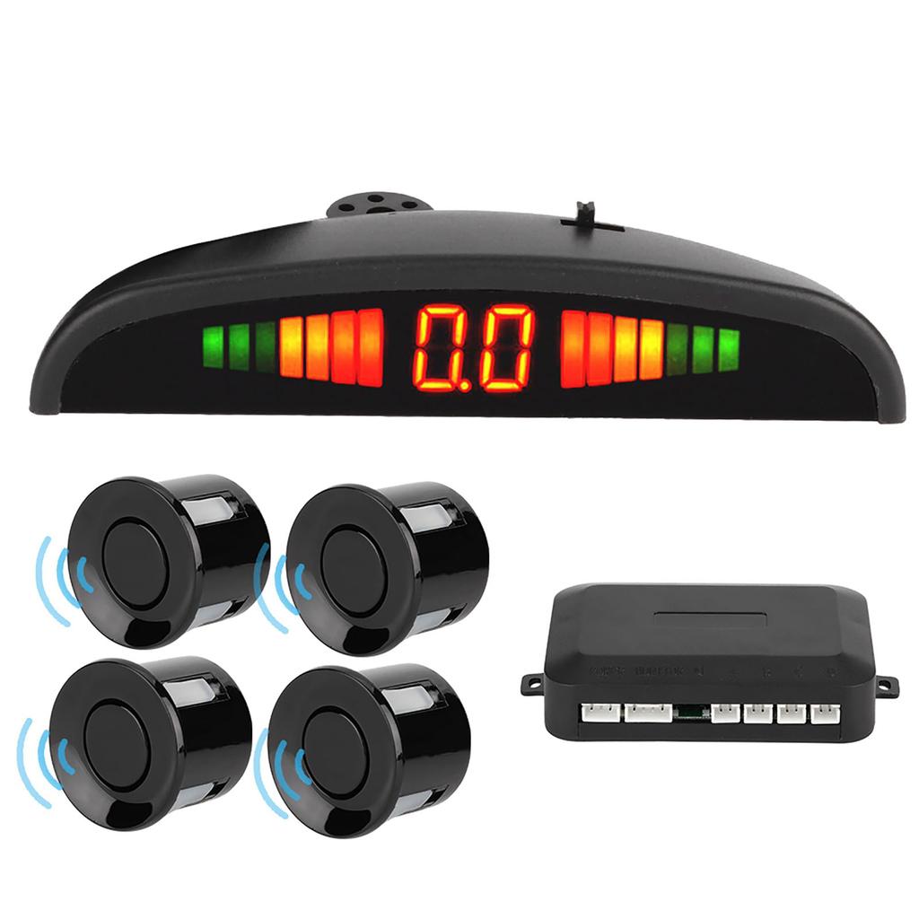 4 Parking Sensors Buzzer Car Reverse Backup Rear Radar LED System Sound Alarm Universal