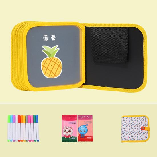 Kids Erasable Graffiti Drawing Book with 12 Watercolor Pens 14 Pages Toddlers Boys Girls Cartoon Doodle Book Educational Drawing Toy