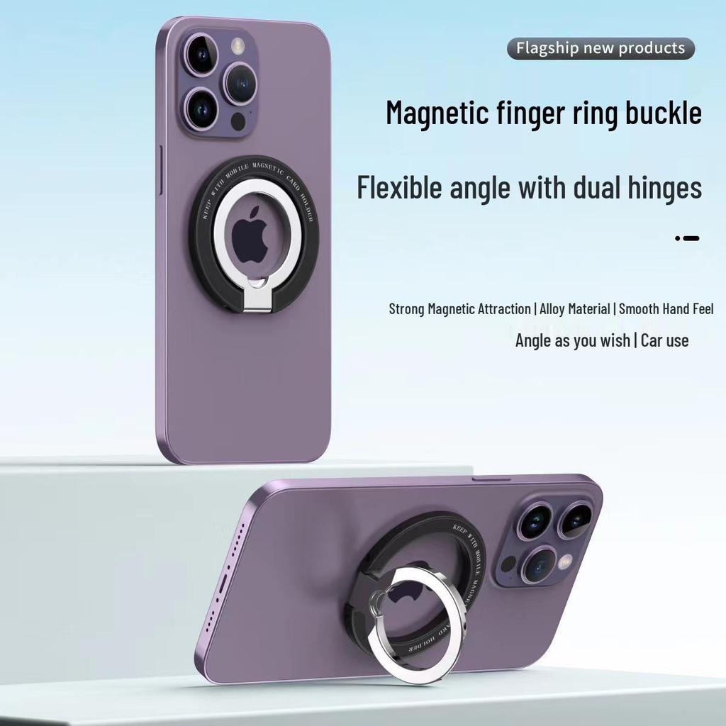 Magnetic Double Ring Phone Holder: Foldable Zinc Alloy Stand